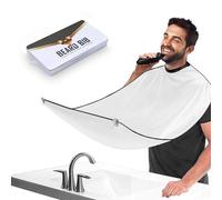 Showvigor Tablier Barbe Homme, Cape Barber, Bavoir Barbe avec Ventouse, Ramasse Poil Barbe Idéal Comme Cadeau pour Homme (Blanc)