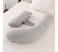 ShowyLive Coussin de grossesse pour dormir sur le côté - Avec housse lavable - Pour femmes enceintes et toute personne souffrant de maux de dos - Coton en Forme de H - Gris clair