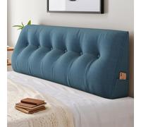 ShowyLive Coussin de Lecture pour Lit, Coussin de Lecture Triangulaire Support Lombaire Gros, Coussin Dossier Lit et de Tête avec Poche Latérale, Housse Amovible et Lavable (150 * 50 * 20cm, Bleu)