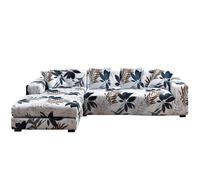 ShowyLive Housse de Canapé d'angle 3 Places+3 Places Lot de 2 Housse de Canapé Élastique en Forme de L, Protege Canape (Fleur)