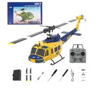 SHOYDID Hélicoptère télécommandé à l'échelle 1/48 pour adultes, UH-1 Huey 2,4 G 6 CH Flybarless modèle d'hélicoptère radiocommandé avec positionnement du flux optique, jaune-bleu