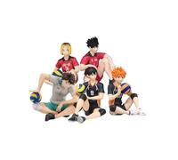 Shoyo Hinata Tobio Kageyama Lot de 5 figurines d'anime Oikawa Tooru/Kuroo Tetsurou/Kozume Kenma Position assise Figurine d'action PVC Modèle Statue Anime Merchdiese Desktop Décoration Objet de