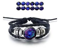 Shoyunt bracelet de manifestation, bracelet en cuir réglable fait à la main, douze bracelets de la série constellation pour hommes et femmes comme cadeaux (Pisces)