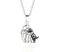 Shoyunt Collier en argent sterling 925, orné d'un pendentif représentant un chien qui câline et une aile d'ange, pour les amoureux des chiens. (Black dog)