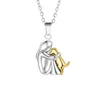 Shoyunt Collier en argent sterling 925, orné d'un pendentif représentant un chien qui câline et une aile d'ange, pour les amoureux des chiens. (Gold dog)