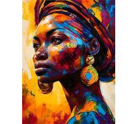 Shozhoo Peinture Numero Adulte, Peinture par Numero Adultes Enfants, Peinture par Numero d'art avec Pinceaux et Acryliques Bricolage Peintures Kits pour la Décoration 45x60cm, Femme africaine s-2216