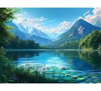 Shozhoo Peinture Numero Adulte, Peinture par Numero Adultes Enfants, Peinture par Numero d'art avec Pinceaux et Acryliques Bricolage Peintures Kits pour la Décoration 35x25cm, Lac de montagne s-10832