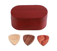SHPKLO Set de boîtes en Bois pour plectres de Guitare, étui de Rangement en Bois Massif pour plectres avec 3 plectres, Accessoires de Guitare à Finition Naturelle pour Guitare Acoustique,