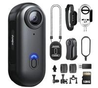 SHPTDJTIC Caméra corporelle 128 G 4K, taille pouce, caméra portable avec clip rotatif à 360° et clip magnétique, 120 minutes pour l'enregistrement, prendre pour une conférence, les voyages, la