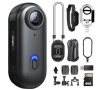 SHPTDJTIC Caméra corporelle 4K, taille pouce, caméra portable avec clip rotatif à 360° et clip magnétique, 120 minutes pour l'enregistrement, prendre pour une conférence, les voyages, la promenade des