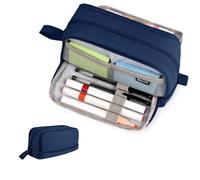 Shpucise Grande trousse à crayons avec 4 compartiments, trousse à crayons esthétique spéciale pour filles et garçons, organisateur de papeterie avec poignée pour enfants et adultes, trousse à crayons