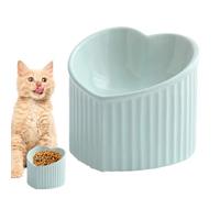 shpuuyy Bol de Nourriture pour Chat en céramique,Bols pour Chat surélevés en céramique,Bol incliné en pour l'alimentation en Eau du | Plat incliné pour en Forme de cœur, Bols de