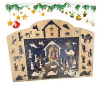 shpuuyy Calendrier de l'Avent Crèche de Noël 2024,Crèche de Noël Puzzle Calendrier de l'Avent,Puzzle religieux Jésus Christian Puzzles - Puzzles religieux Jésus chrétien en bois pour la famille et les