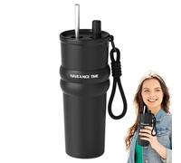 shpuuyy Gobelet Isotherme Pour Café - Gobelet Isotherme 710ml Avec Couvercle Et Paille,Bouteille Boisson Grand Volume Chaude Froide pour Randonnée Sport Pique-nique Déplacements