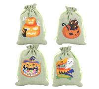 shpuuyy Sacs À Cordon Halloween | Pochettes Cadeaux Fantôme et Citrouille | 4 Pièces Sacs Portable Pour École Fête Maternelle Goûters