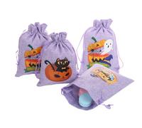 shpuuyy Sacs À Cordon Halloween Pour Friandises - Pochettes fantômes et citrouilles pour bonbons | 4 Pièces Sacs Non Tissé Pour École Fête Garderie Bonbons Goûter