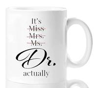 Shqiueos Mug « It's Miss Ms Mrs Dr Actually » de 325 ml, cadeau de médecin pour femme, cadeau de remise de diplôme pour médecin, femme, anniversaire, remise de diplôme, doctorat, dentiste, médecin