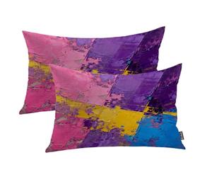 Shrahala Pink Art Watercolor Decorative Throw Pillow Cover, Purple Abstract Fuchsia Lumbar Pillowcase Blended Double-Sided No Inserts for Bedroom Living Room Set of 2 (12 x 20 in)