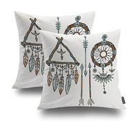 Shrahala White Native Native Decorative Throw Pillow Cover, American American Square Pillowcase Blended Double-Sided No Inserts for Bedroom Living Room Set of 2 (18 x 18 in)