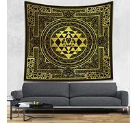 SHRAPHY Tapisserie dorée Sri Yantra 152,4 x 152,4 cm - Géométrie sacrée - Tapisserie décorative pour yoga, méditation - GTHYUH566