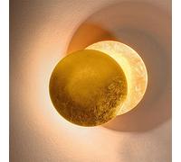SHREALMS Creative Moon Applique Murale Intérieur 360 Rotatif Eclipse Applique Murale, Lumière Blanche Chaude 3000K - Appliques Murales Rondes LED Modernes pour Allée Couloir Couloir Chevet (Or,25cm)