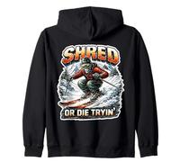 Shred Or Die Tryin Skier Humoristique pour Adolescents garçons Sweat à Capuche