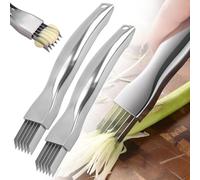 Shred Silk The Knife, Nouveau 2024 Couteau à Oignon Vert Haché en Acier Inoxydable, Déchiqueteur Multifonctionnel pour Trancher les Aliments Ménagers (2pcs)