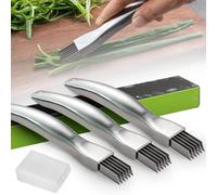 Shred Silk The Knife, Spring Onion Slicer, 2024 New Upgrade Couteau à oignon vert haché en acier inoxydable, hachoir cutter hachoir couteau ménage multifonction Food Slicer Gadget (3 pièces)