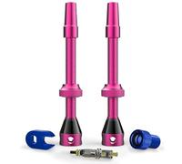 Shredr. Kit de valves Tubeless | Valves Presta pour pneus sans chambre à air | Aluminium super léger, anodisé multicolore, valve française | avec adaptateur de valve, valve de rechange et outil (rose,