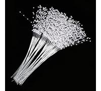 SHREEVASA 100 Pièces Bâtons de Perles Perles sur Tiges de Fil ABS Perle Tige de Fleur Bâtons de Perles de Mariage Bouquet de Mariée Brins de Perles Florales pour Bricolage Bouquet de Fleurs de(Blanc)