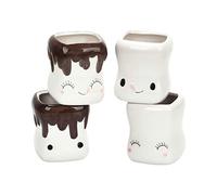 SHREEVASA Lot de 4 Tasses Mignonnes à Guimauve, Tasses à Chocolat et à Cacao, Tasses à Chocolat Chaud Amusantes, Mini Tasses à Guimauve avec Visages pour Noël, la Fête des Mères, Thanksgiving,(#2)