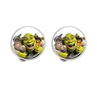 Shrek Boucles d'oreilles à clip pour enfants en forme de dôme de dessin animé Argenté Cadeau pour femme