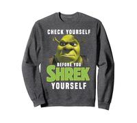Shrek Check Yourself Before You Shrek Yourself Sweatshirt, Unisexe pour Adultes, Chiné Foncé, XXL
