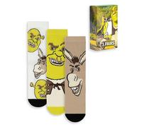 Shrek Donkey Lot de 3 paires de chaussettes unisexes multicolores | Chaussettes amusantes à l'effigie des personnages du film | Design graphique pour le quotidien | Produits dérivés