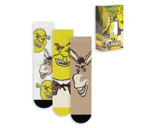 Shrek Donkey Lot de 3 paires de chaussettes unisexes multicolores | Chaussettes amusantes à l'effigie des personnages du film | Design graphique pour le quotidien | Produits dérivés