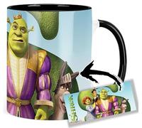 Shrek & Fiona Donkey Puss In Boots Tasse Ceramique Intérieure et Poignée Noire Mug