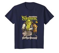 Shrek Get Ogre Yourself Donkey Shrek Puss in Boots 90's Logo T-Shirt, Enfant, Bleu Marine, 3 Ans