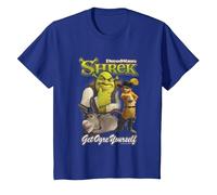Shrek Get Ogre Yourself Donkey Shrek Puss in Boots 90's Logo T-Shirt, Enfant, Bleu Royal, 2 Ans