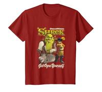Shrek Get Ogre Yourself Donkey Shrek Puss in Boots 90's Logo T-Shirt, Enfant, Canneberge, 3 Ans