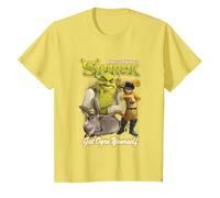 Shrek Get Ogre Yourself Donkey Shrek Puss in Boots 90's Logo T-Shirt, Enfant, Citron, 3 Ans