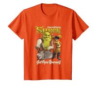 Shrek Get Ogre Yourself Donkey Shrek Puss in Boots 90's Logo T-Shirt, Enfant, Orange, 3 Ans