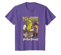 Shrek Get Ogre Yourself Donkey Shrek Puss in Boots 90's Logo T-Shirt, Enfant, Violet Chiné, 8 Ans