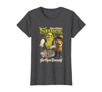 Shrek Get Ogre Yourself Donkey Shrek Puss in Boots 90's Logo T-Shirt, Femme, Chiné Foncé, XS