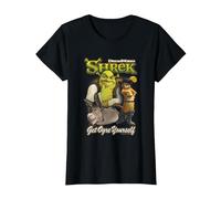 Shrek Get Ogre Yourself Donkey Shrek Puss in Boots 90's Logo T-Shirt, Femme, Noir, XXL