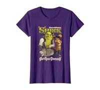 Shrek Get Ogre Yourself Donkey Shrek Puss in Boots 90's Logo T-Shirt, Femme, Violet, L