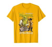 Shrek Get Ogre Yourself Donkey Shrek Puss in Boots 90's Logo T-Shirt, Homme, Doré Vif, XL