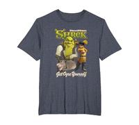Shrek Get Ogre Yourself Donkey Shrek Puss in Boots 90's Logo T-Shirt, Homme Grandes Tailles, Bleu Chiné, 3X Tall