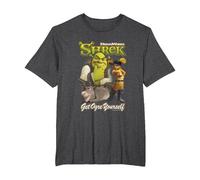 Shrek Get Ogre Yourself Donkey Shrek Puss in Boots 90's Logo T-Shirt, Homme Grandes Tailles, Chiné Foncé, 2X Tall