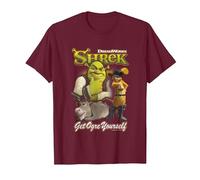 Shrek Get Ogre Yourself Donkey Shrek Puss in Boots 90's Logo T-Shirt, Homme, Marron, M