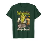 Shrek Get Ogre Yourself Donkey Shrek Puss in Boots 90's Logo T-Shirt, Homme, Vert Forêt, XL